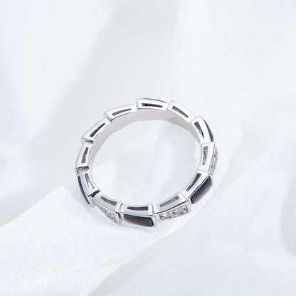 [Vintora]SERPENTI RING SILVER  DIAMOND BLACK MOP 3MM
