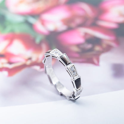 [Vintora]SERPENTI RING SILVER  DIAMOND BLACK MOP 3MM