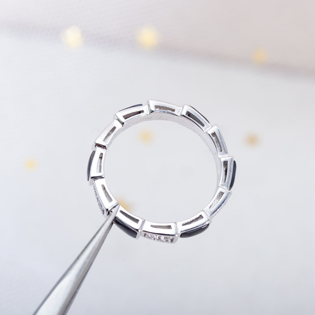 [Vintora]SERPENTI RING SILVER  DIAMOND BLACK MOP 3MM