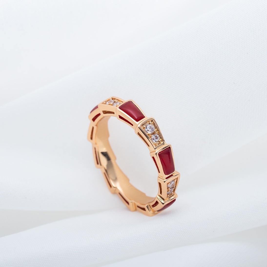 [Vintora]SERPENTI RING PINK GOLD CARNELIAN DIAMOND 3MM