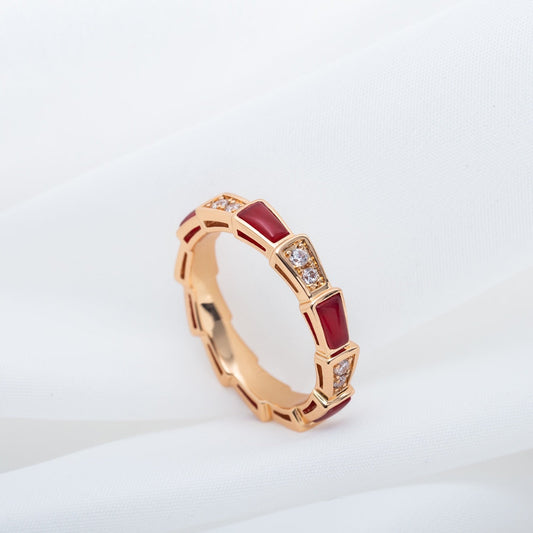 [Vintora]SERPENTI RING PINK GOLD CARNELIAN DIAMOND 3MM
