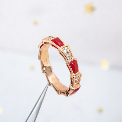 [Vintora]SERPENTI RING PINK GOLD CARNELIAN DIAMOND 3MM