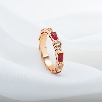 [Vintora]SERPENTI RING PINK GOLD CARNELIAN DIAMOND 3MM