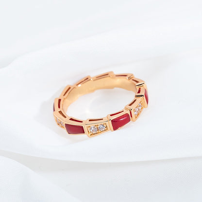[Vintora]SERPENTI RING PINK GOLD CARNELIAN DIAMOND 3MM