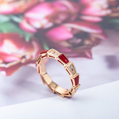 [Vintora]SERPENTI RING PINK GOLD CARNELIAN DIAMOND 3MM