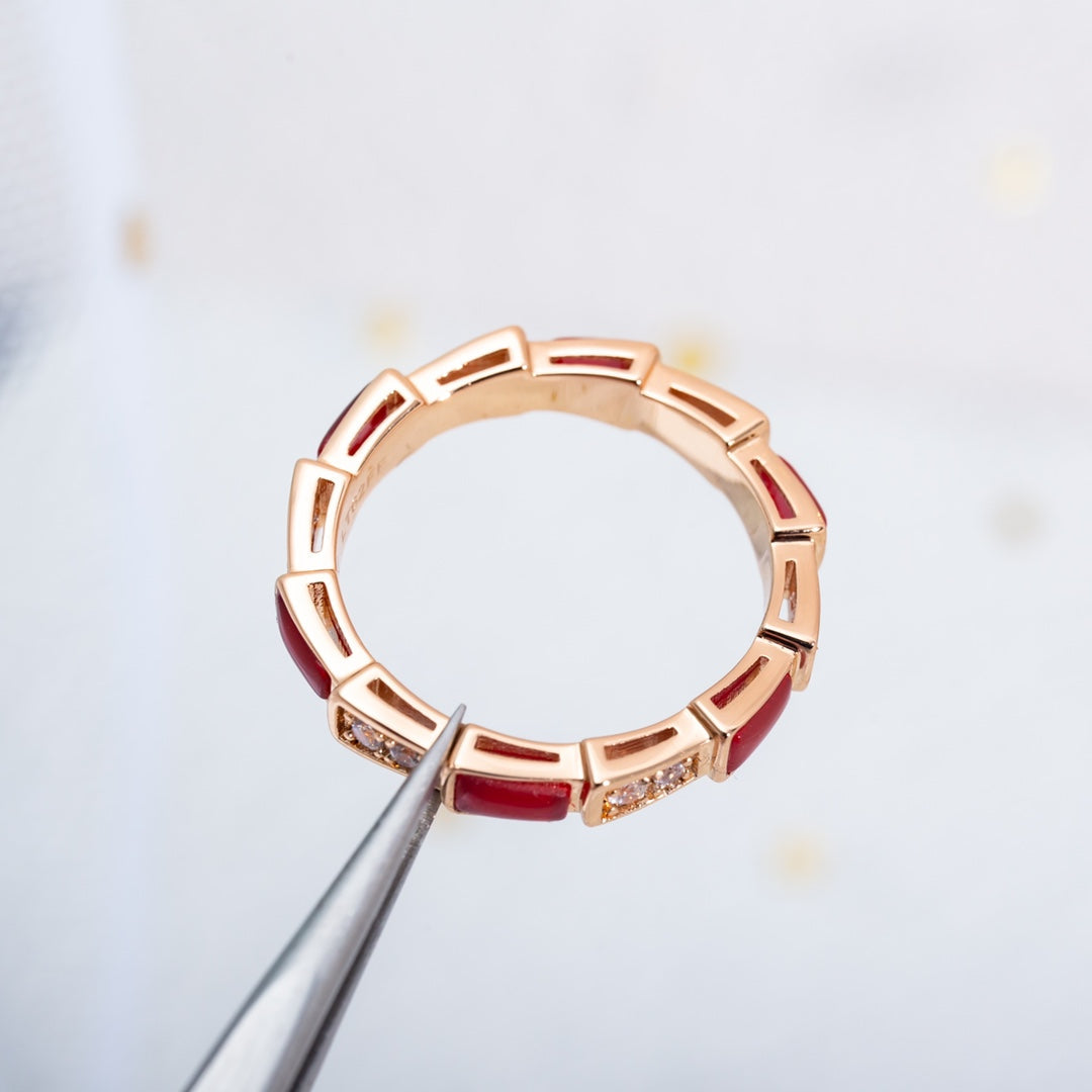 [Vintora]SERPENTI RING PINK GOLD CARNELIAN DIAMOND 3MM