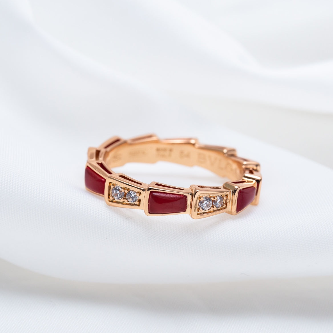 [Vintora]SERPENTI RING PINK GOLD CARNELIAN DIAMOND 3MM