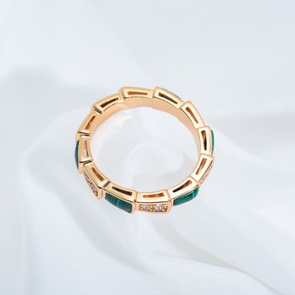 [Vintora]SERPENTI RING PINK GOLD MALACHITE DIAMOND 3MM