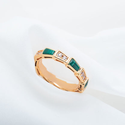 [Vintora]SERPENTI RING PINK GOLD MALACHITE DIAMOND 3MM