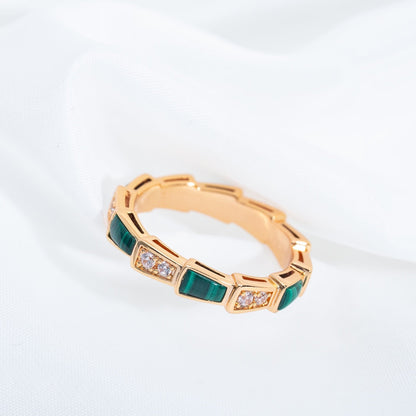 [Vintora]SERPENTI RING PINK GOLD MALACHITE DIAMOND 3MM