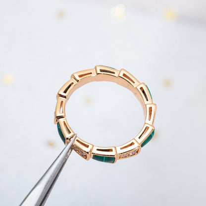 [Vintora]SERPENTI RING PINK GOLD MALACHITE DIAMOND 3MM