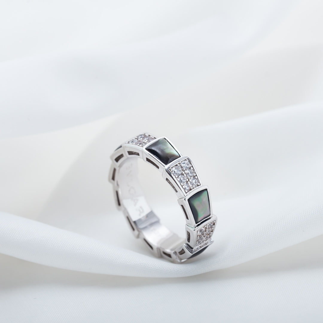 [Vintora]SERPENTI RING SILVER DIAMOND BLACK MOP 4MM
