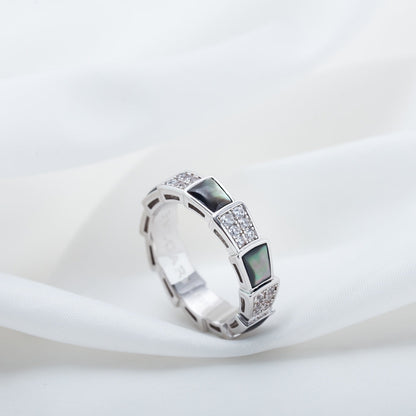 [Vintora]SERPENTI RING SILVER DIAMOND BLACK MOP 4MM