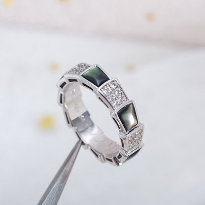 [Vintora]SERPENTI RING SILVER DIAMOND BLACK MOP 4MM