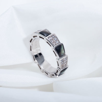 [Vintora]SERPENTI RING SILVER DIAMOND BLACK MOP 4MM