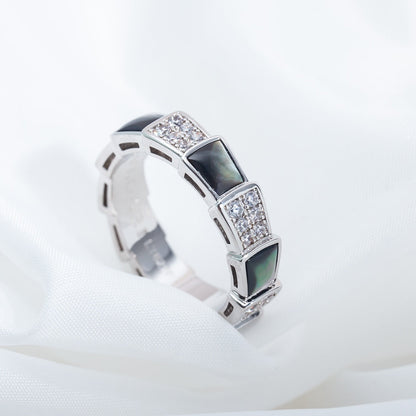 [Vintora]SERPENTI RING SILVER DIAMOND BLACK MOP 4MM