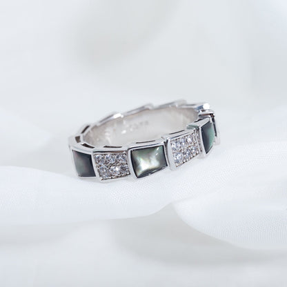 [Vintora]SERPENTI RING SILVER DIAMOND BLACK MOP 4MM