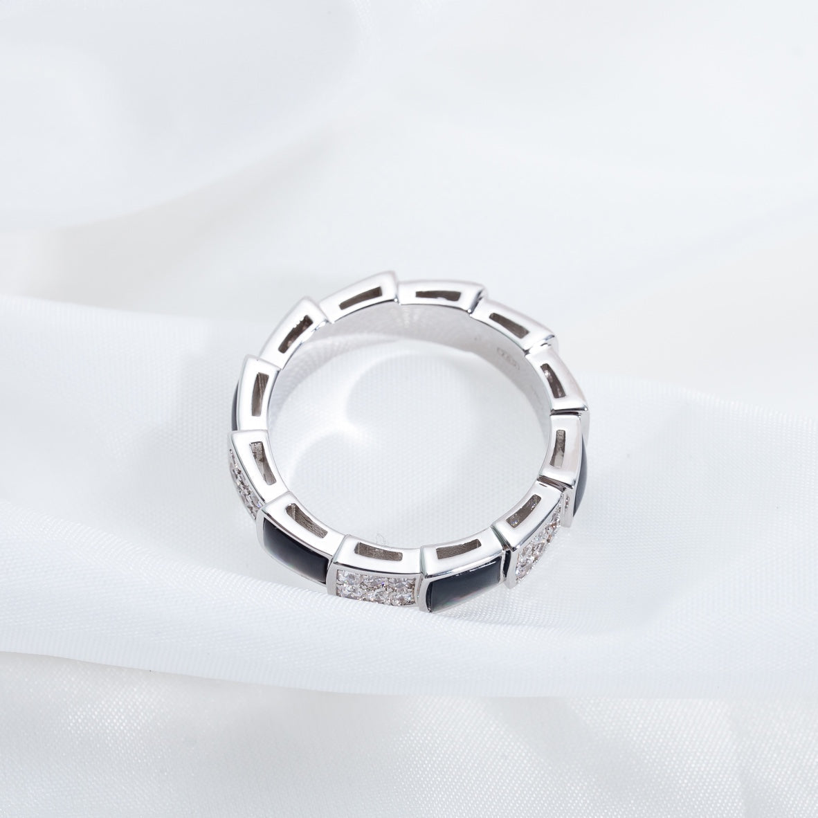 [Vintora]SERPENTI RING SILVER DIAMOND BLACK MOP 4MM