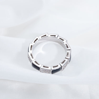 [Vintora]SERPENTI RING SILVER DIAMOND BLACK MOP 4MM