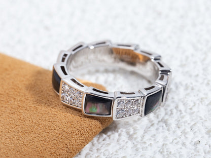 [Vintora]SERPENTI RING SILVER DIAMOND BLACK MOP 4MM
