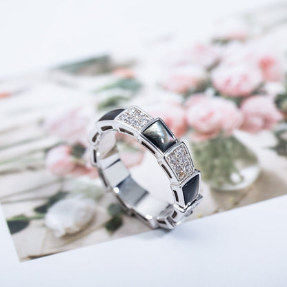 [Vintora]SERPENTI RING SILVER DIAMOND BLACK MOP 4MM