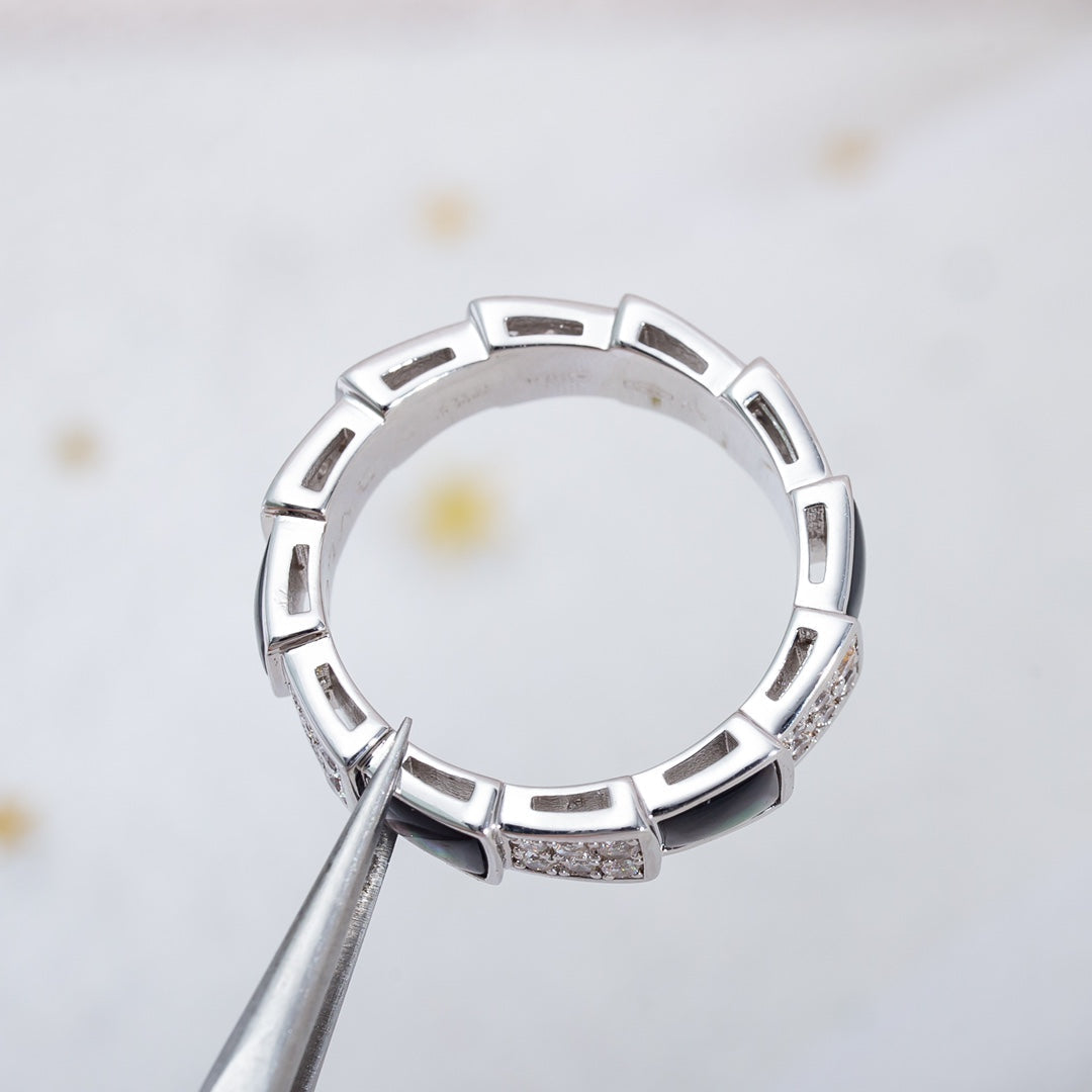 [Vintora]SERPENTI RING SILVER DIAMOND BLACK MOP 4MM