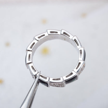 [Vintora]SERPENTI RING SILVER DIAMOND BLACK MOP 4MM