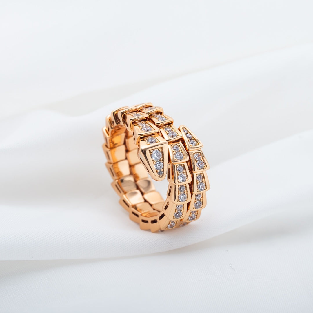 [Vintora]SERPENTI RING PINK GOLD DIAMOND DOUBLE ROW