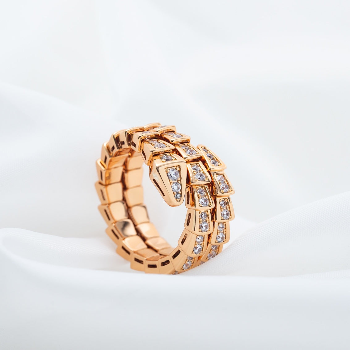 [Vintora]SERPENTI RING PINK GOLD DIAMOND DOUBLE ROW