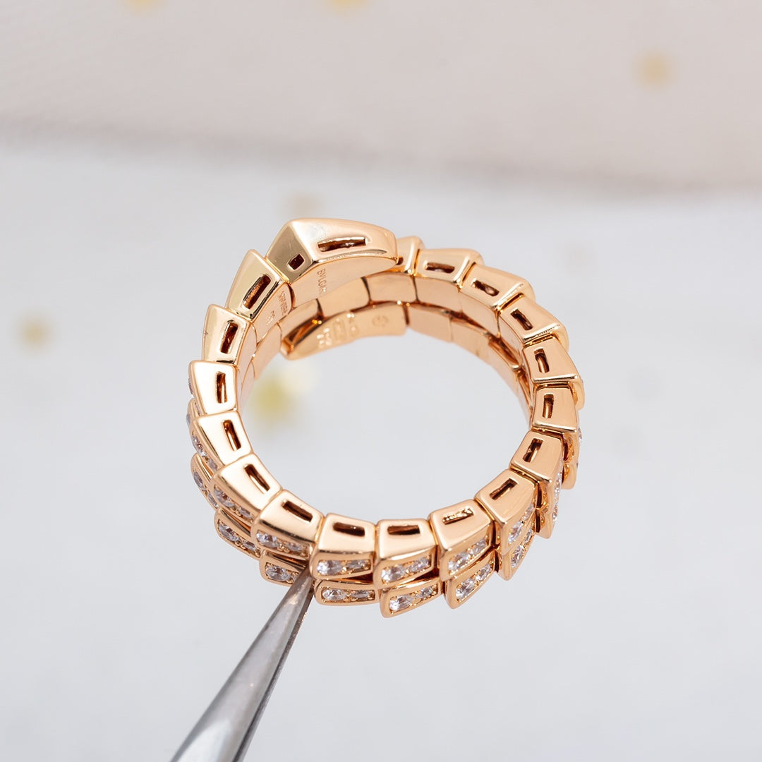 [Vintora]SERPENTI RING PINK GOLD DIAMOND DOUBLE ROW