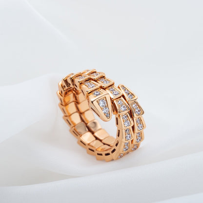 [Vintora]SERPENTI RING PINK GOLD DIAMOND DOUBLE ROW