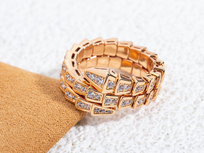 [Vintora]SERPENTI RING PINK GOLD DIAMOND DOUBLE ROW