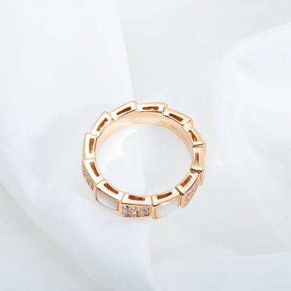 [Vintora]SERPENTI RING PINK GOLD MOP DIAMOND PAVED 4MM