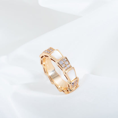 [Vintora]SERPENTI RING PINK GOLD MOP DIAMOND PAVED 4MM