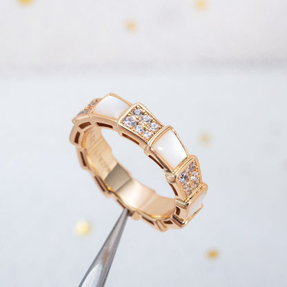[Vintora]SERPENTI RING PINK GOLD MOP DIAMOND PAVED 4MM