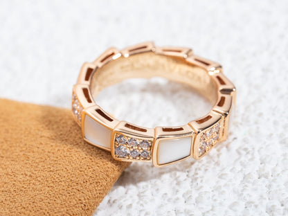 [Vintora]SERPENTI RING PINK GOLD MOP DIAMOND PAVED 4MM