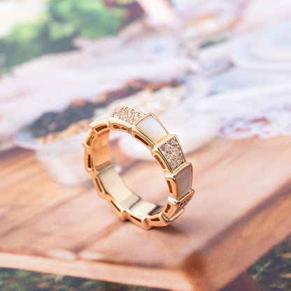 [Vintora]SERPENTI RING PINK GOLD MOP DIAMOND PAVED 4MM