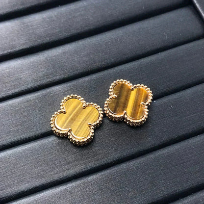 [Vintora]CLOVER MEDIUM 1 MOTIFS TIGER EYE EARRINGS