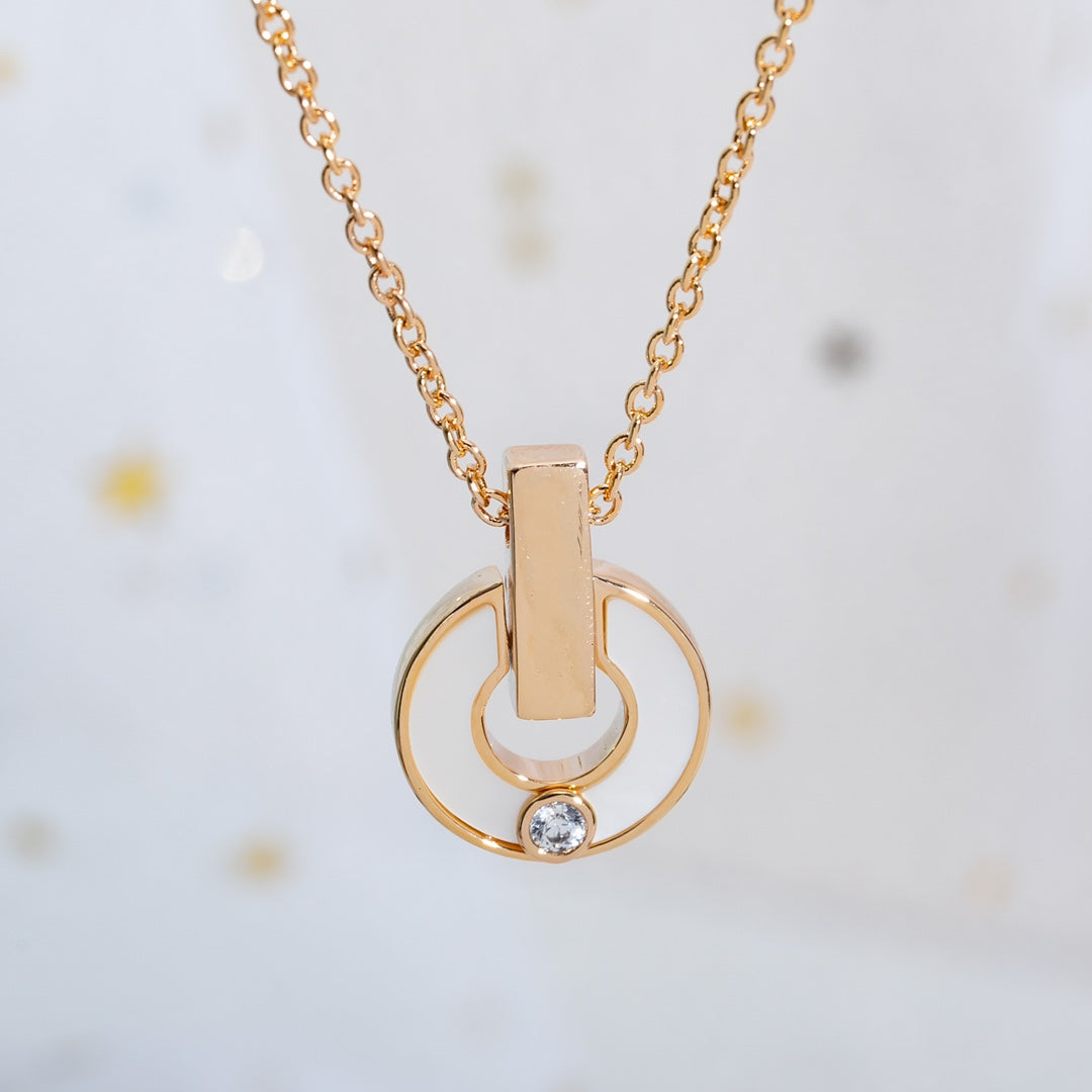 [Vintora]GARI NECKLACE PINK GOLD MOP