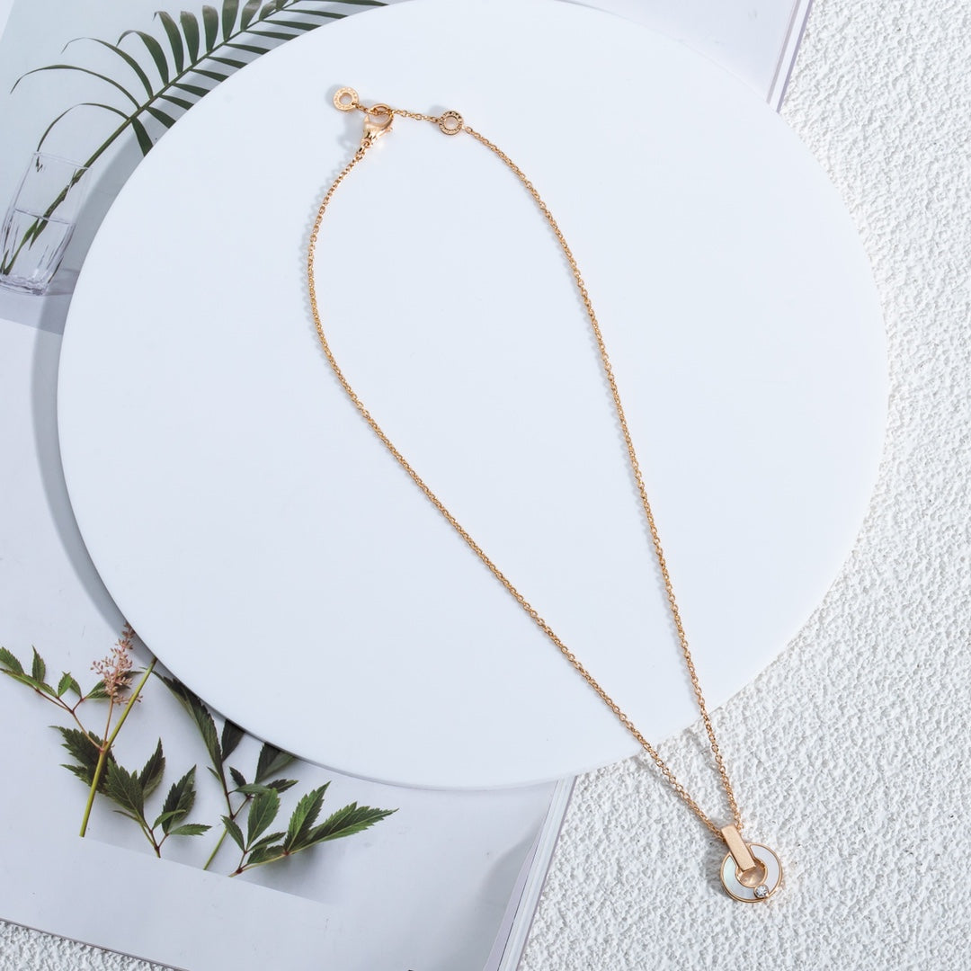 [Vintora]GARI NECKLACE PINK GOLD MOP