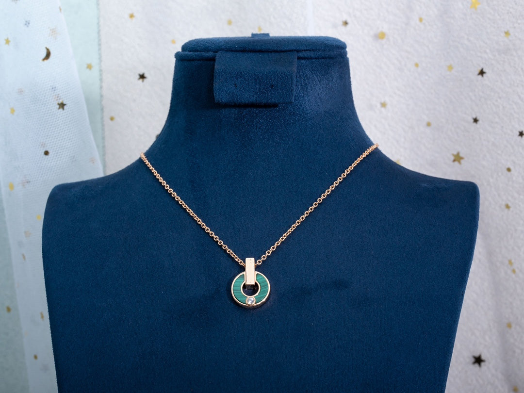 [Vintora]GARI NECKLACE PINK GOLD MALACHITE