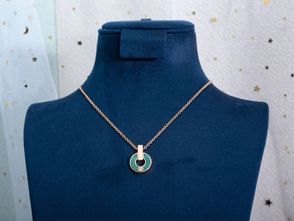 [Vintora]GARI NECKLACE PINK GOLD MALACHITE