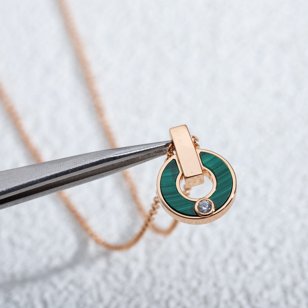 [Vintora]GARI NECKLACE PINK GOLD MALACHITE