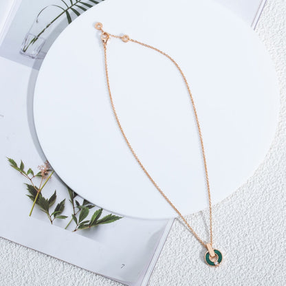 [Vintora]GARI NECKLACE PINK GOLD MALACHITE
