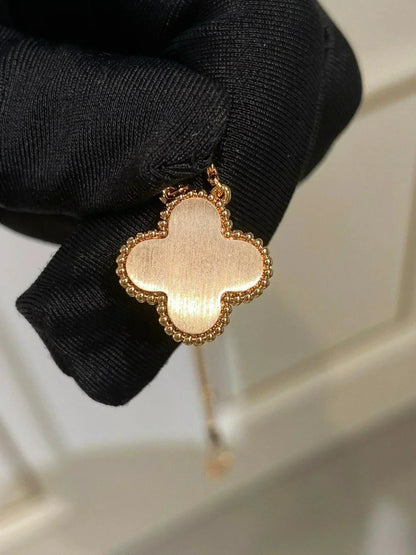 [Vintora]COLLIER EN RHODONITE ET DIAMANTS CLOVER 15MM