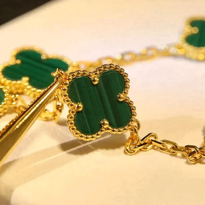[?Vintora] CLOVER 5 MOTIF MALACHITE BRACELET COLLECTION
