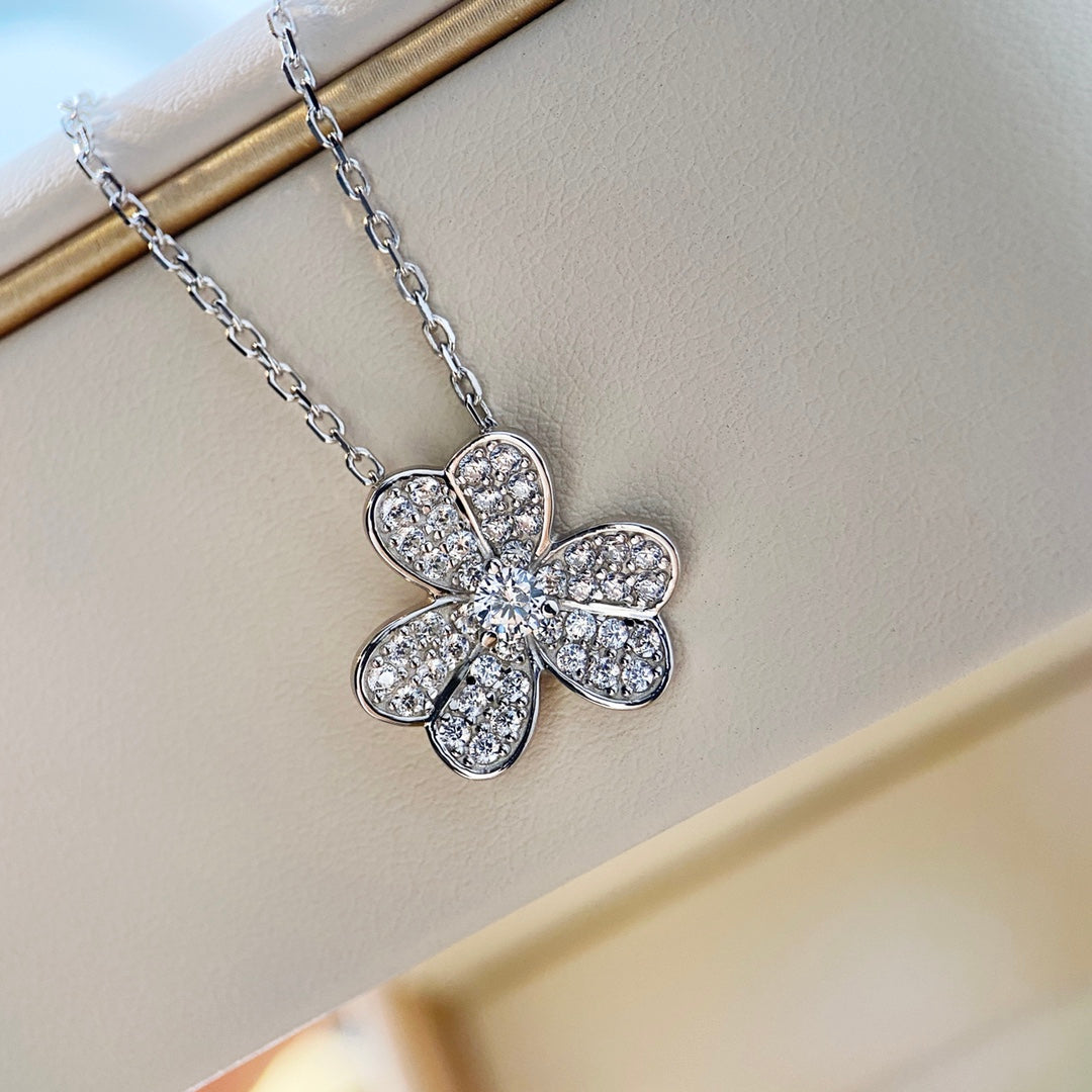 [Vintora]COLLIER TRÈFLE DIAMANT ARGENTÉ