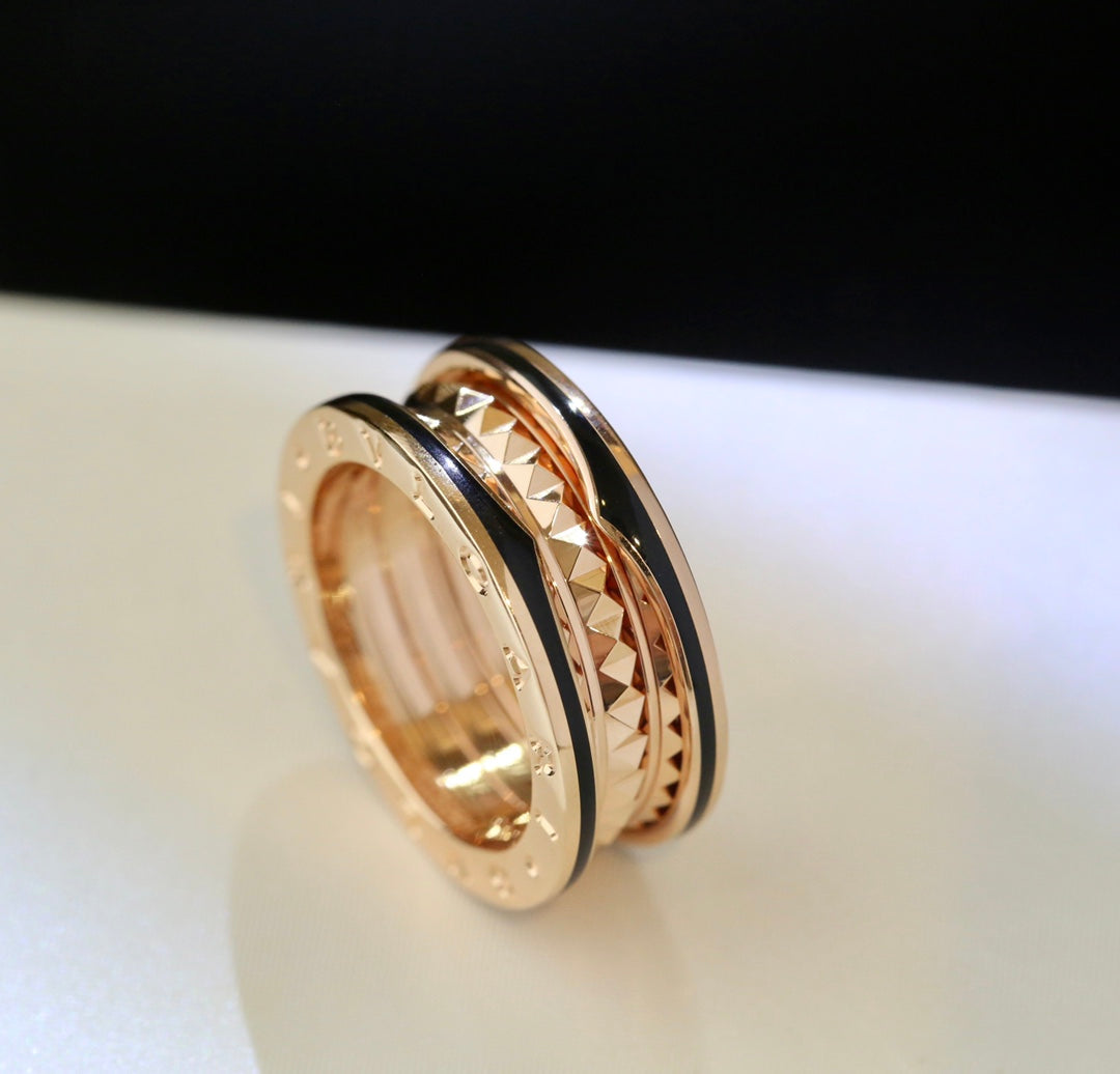 [Vintora]ZERO 1 PINK GOLD BLACK CERAMIC RING