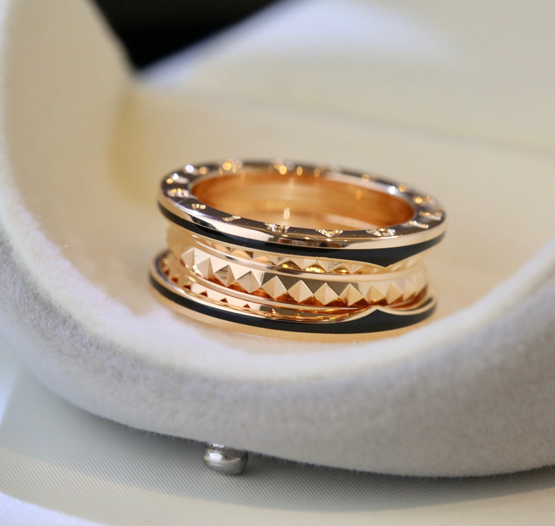 [Vintora]ZERO 1 PINK GOLD BLACK CERAMIC RING