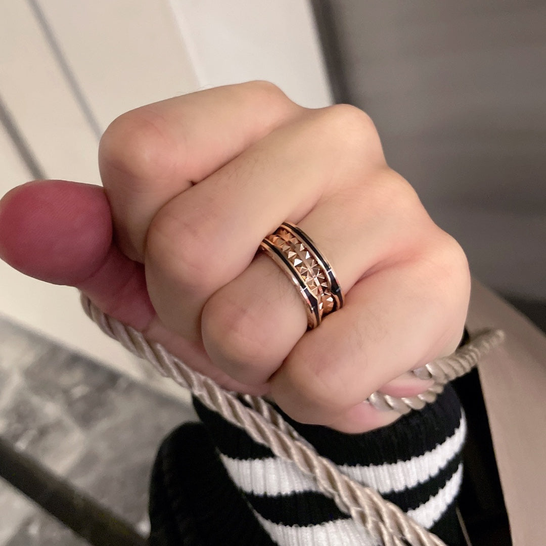 [Vintora]ZERO 1 PINK GOLD BLACK CERAMIC RING